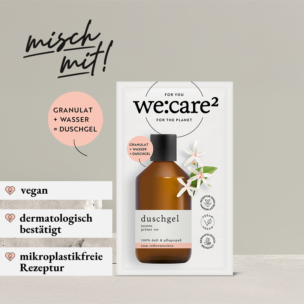 we:care² – Duschgelpulver Jasmin & Grüner Tee (32 g für 250 ml)
